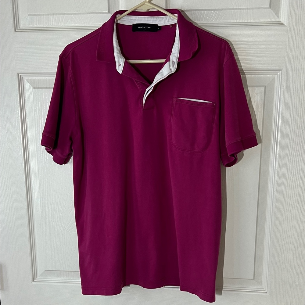 Vintage Bugatchi Men's Magenta‎ Polo Shirt, Sz Large
